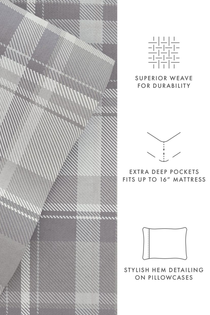 Sheet Set 4-Piece 100% Cotton Flannel Patterned Super Soft Bedding