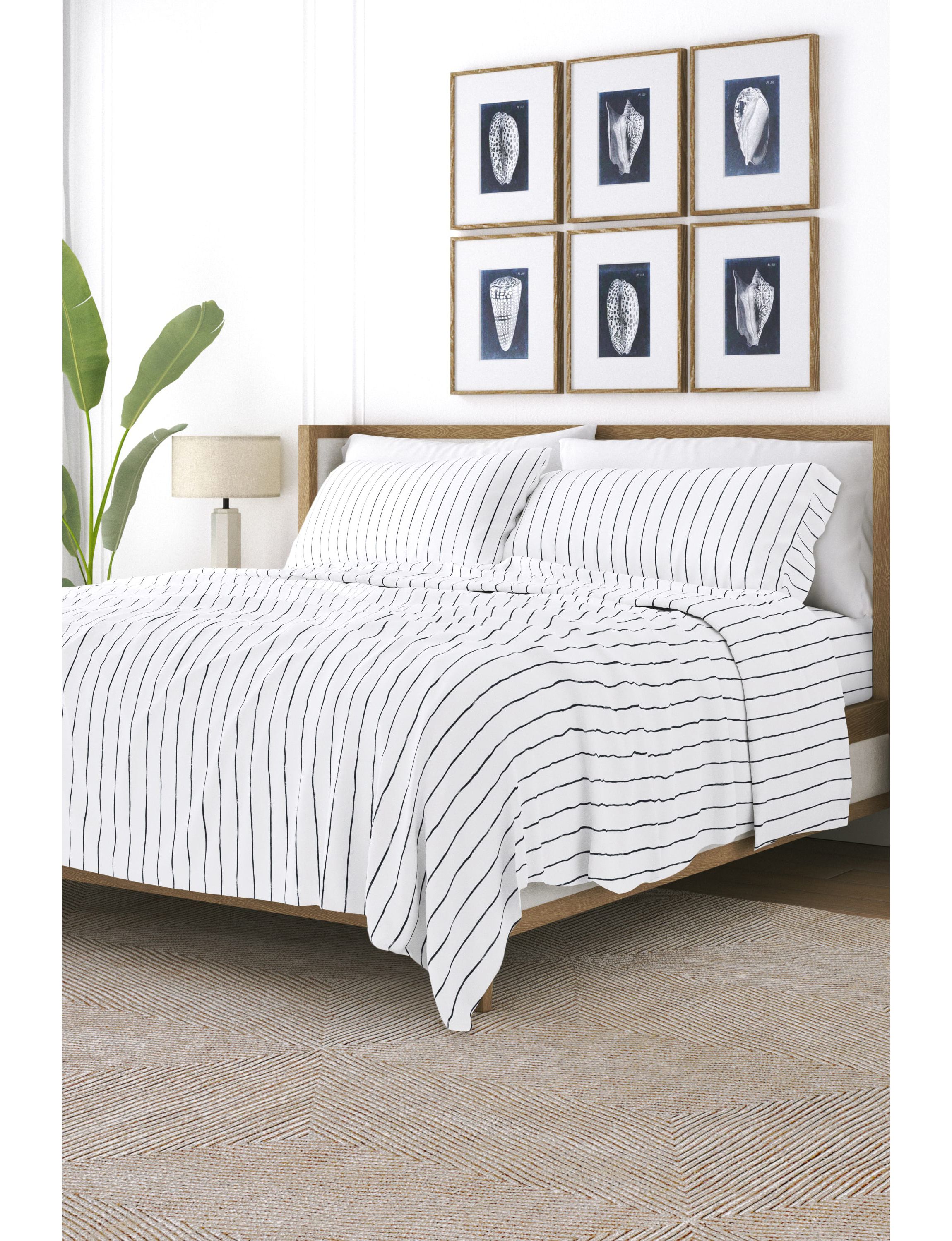 Sheet Set 4-Piece Patterned Microfiber Dots & Stripes Ultra Soft Bedding