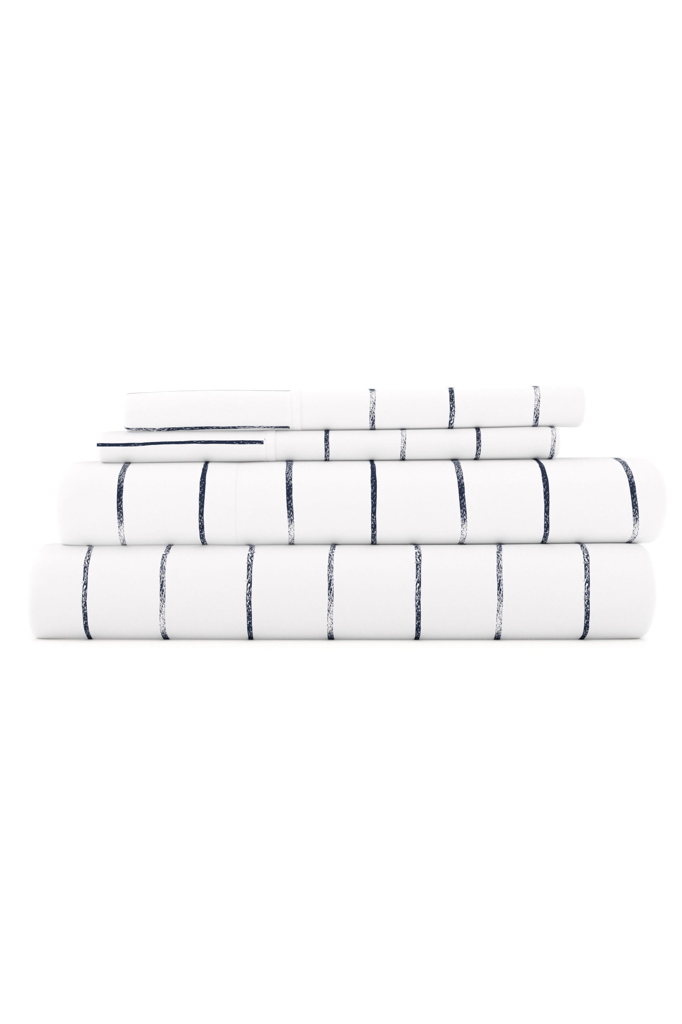 Sheet Set 4-Piece Patterned Microfiber Dots & Stripes Ultra Soft Bedding