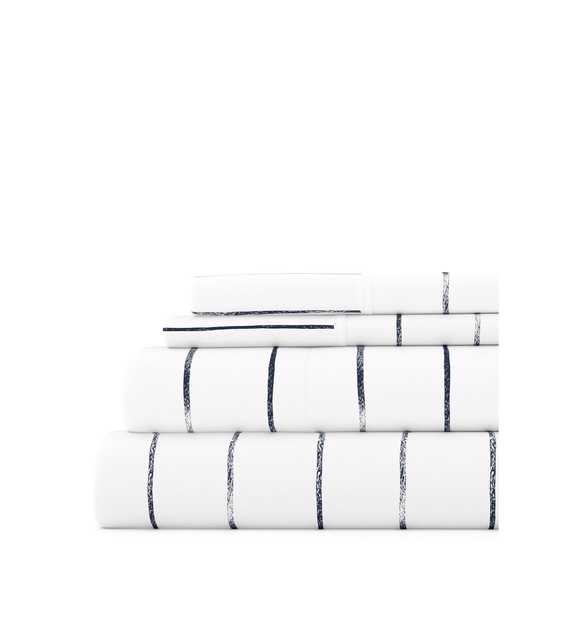 Sheet Set 4-Piece Patterned Microfiber Dots & Stripes Ultra Soft Bedding