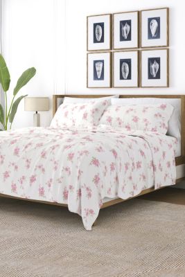 Luxury Inn Sheet Set 3-Piece 100% Cotton Flannel Patterned Super Soft Bedding, Pink, California King