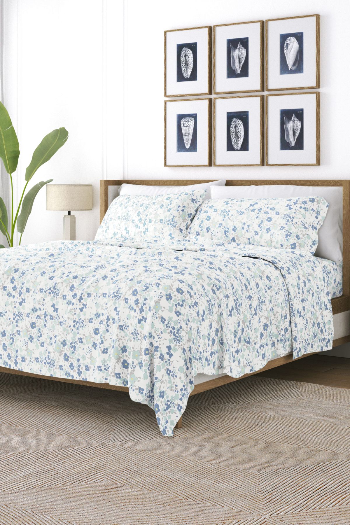 Sheet Set 4-Piece Patterned Microfiber Garden Farmhouse Ultra Soft Bedding