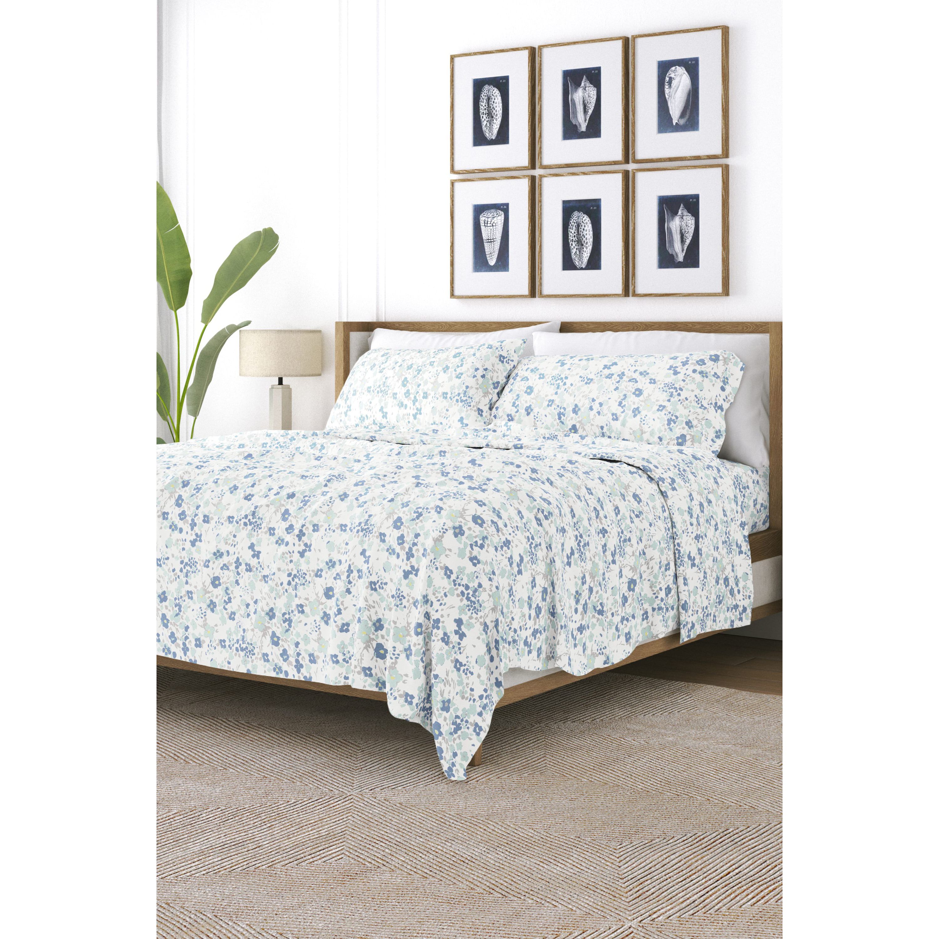Sheet Set 4-Piece Patterned Microfiber Garden Farmhouse Ultra Soft Bedding