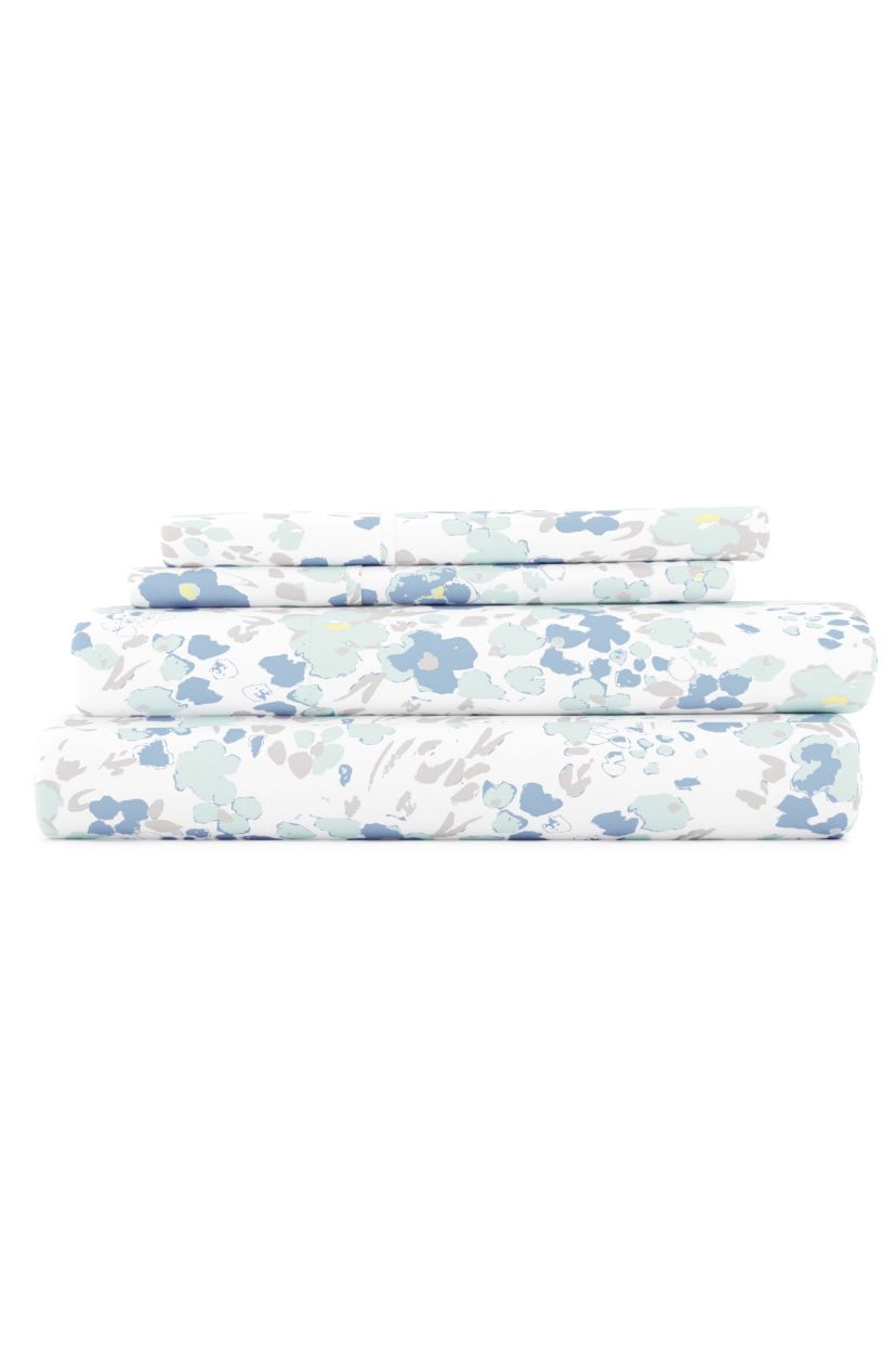 Sheet Set 4-Piece Patterned Microfiber Garden Farmhouse Ultra Soft Bedding