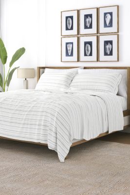 Luxury Inn Sheet Set 4-Piece 100% Cotton Flannel Patterned Super Soft Bedding, Gray, California King