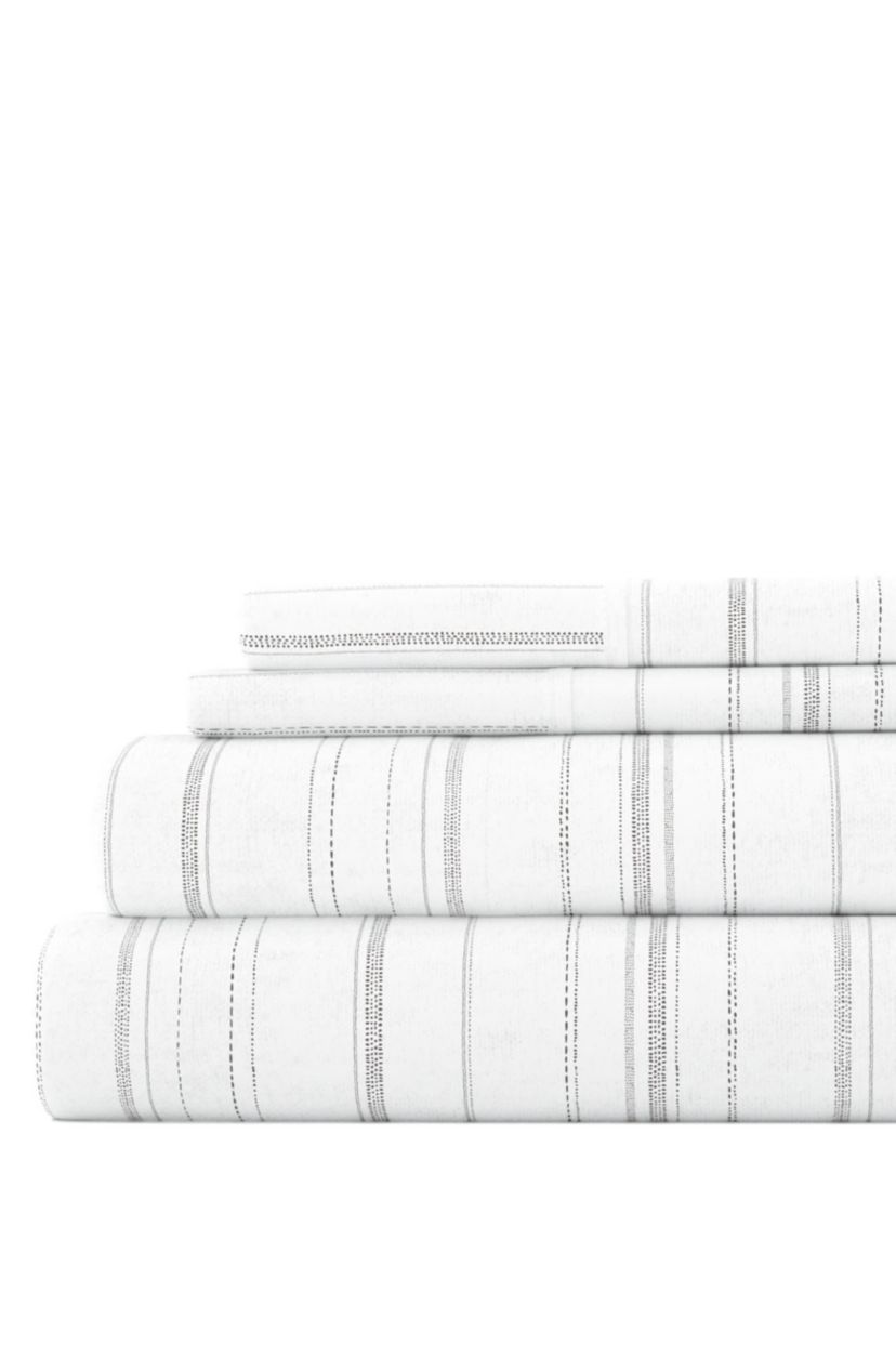 Sheet Set 4-Piece 100% Cotton Flannel Patterned Super Soft Bedding