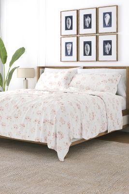 Luxury Inn Sheet Set 4-Piece 100% Cotton Flannel Patterned Super Soft Bedding, Pink, Twin