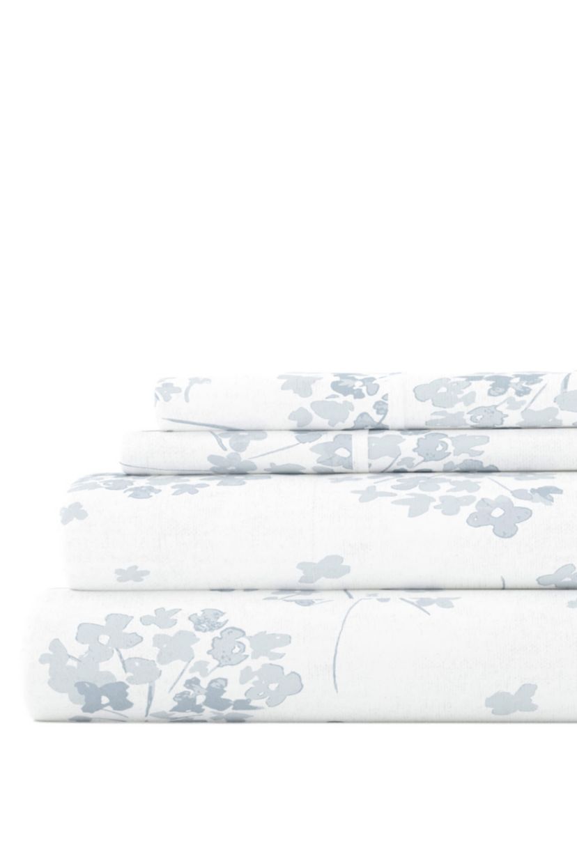 Sheet Set 4-Piece 100% Cotton Flannel Patterned Super Soft Bedding