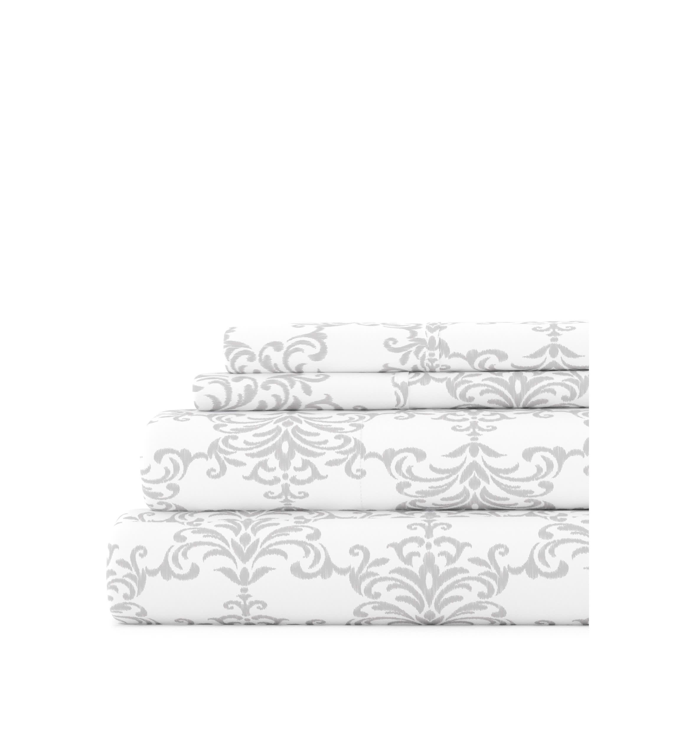 Sheet Set 4-Piece Patterned Microfiber Classic Essentials Ultra Soft Bedding