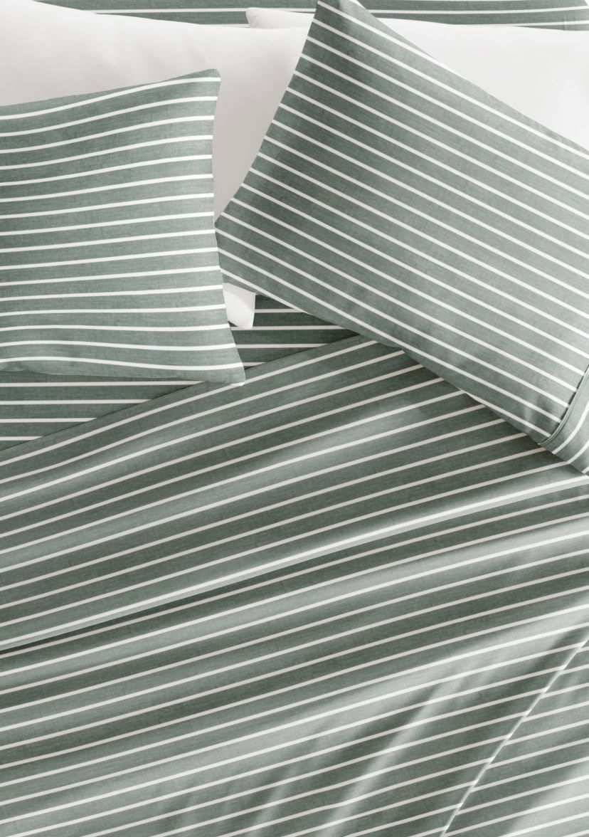 Sheet Set Patterned Microfiber Ultra Soft Bedding in Distressed Awning Stripe