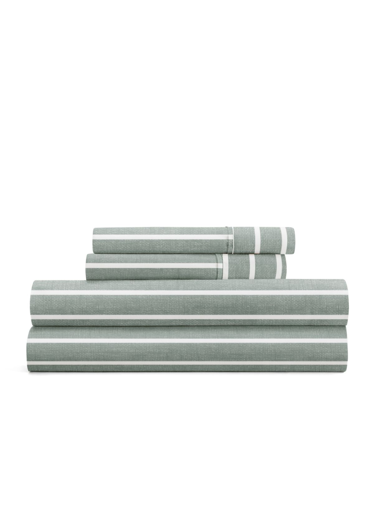 Sheet Set Patterned Microfiber Ultra Soft Bedding in Distressed Awning Stripe