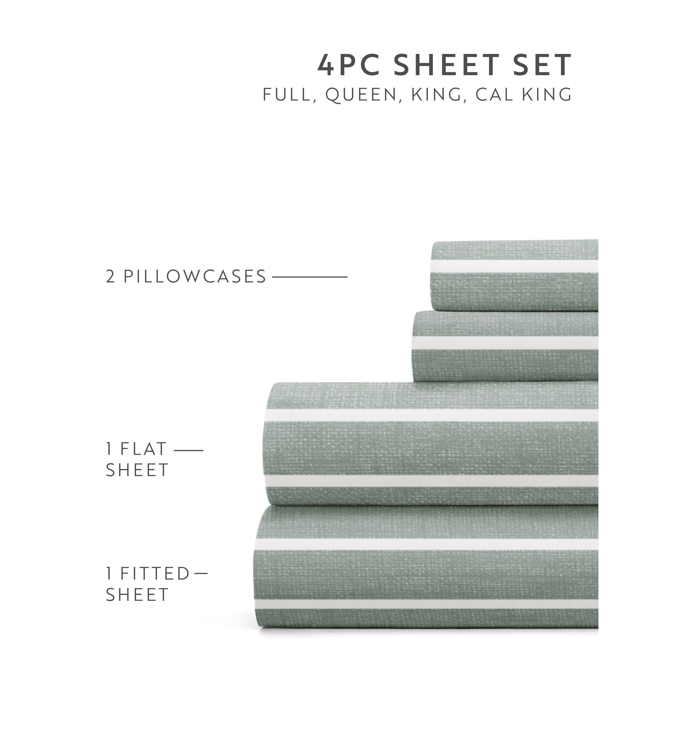 Sheet Set Patterned Microfiber Ultra Soft Bedding in Distressed Awning Stripe