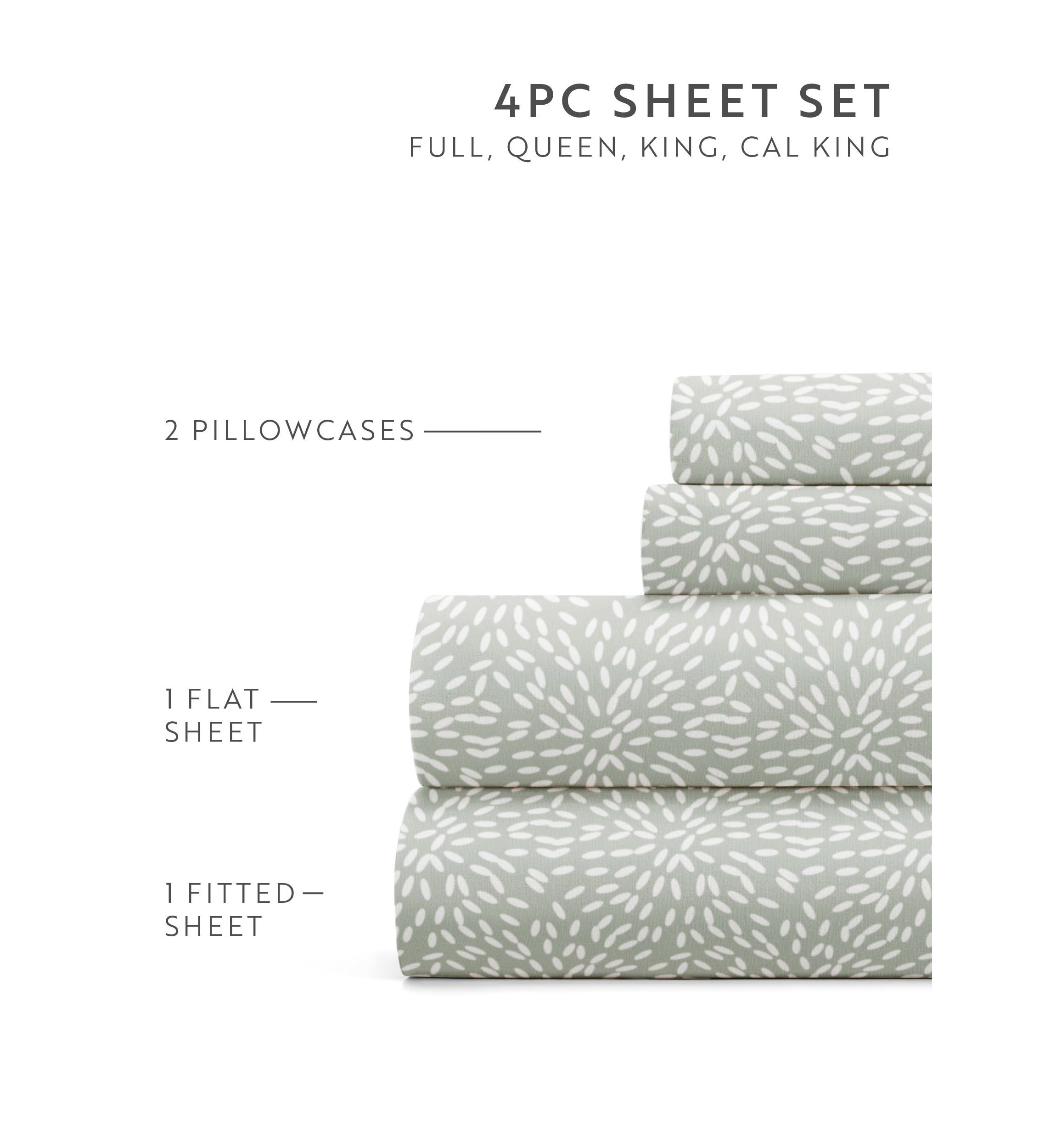 Sheet Set Patterned Microfiber Ultra Soft Bedding in Modern Circles