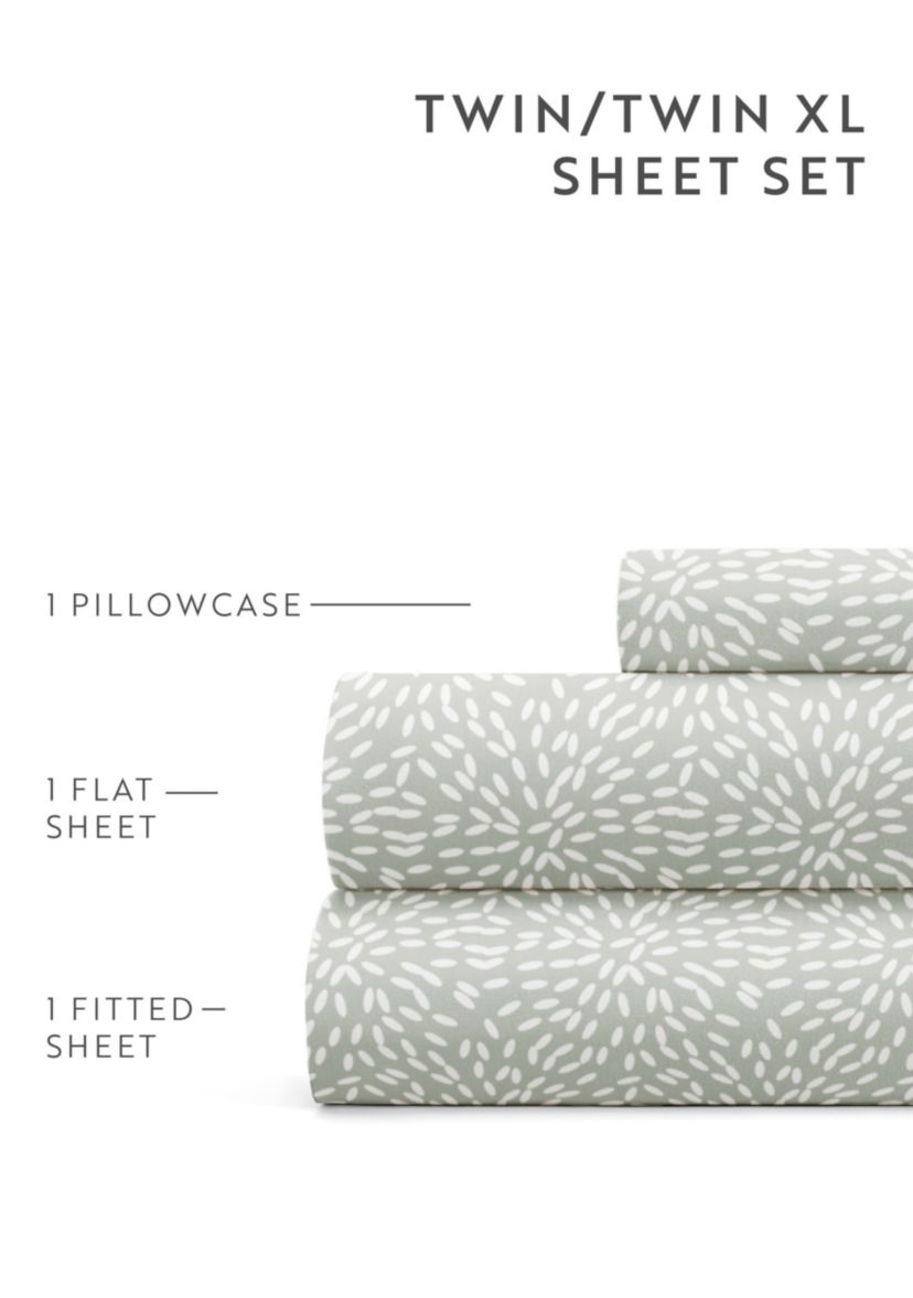Sheet Set Patterned Microfiber Ultra Soft Bedding in Modern Circles