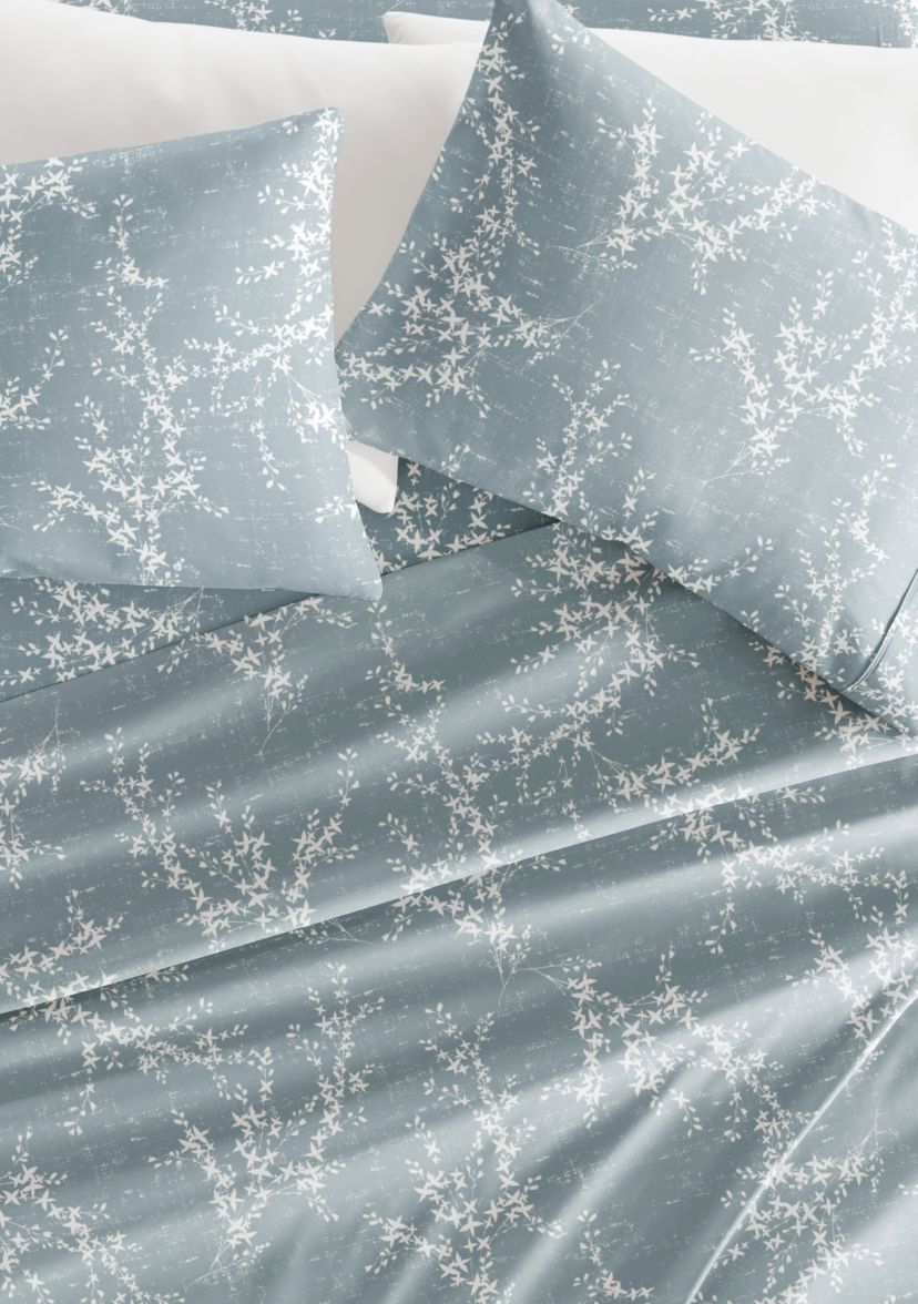 Sheet Set Patterned Microfiber Ultra Soft Bedding in Distressed Vine