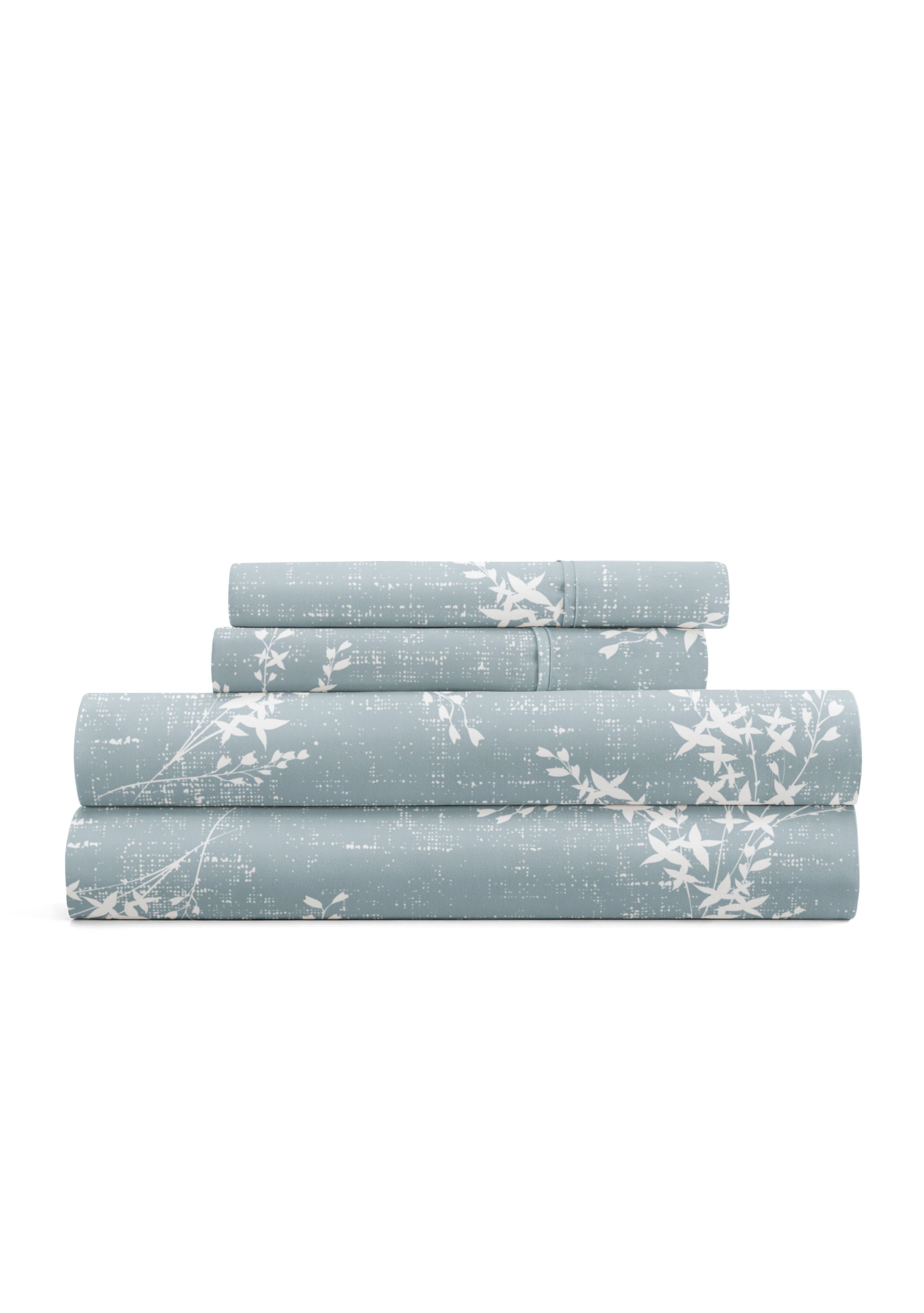 Sheet Set Patterned Microfiber Ultra Soft Bedding in Distressed Vine