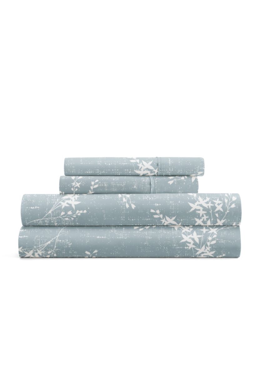 Sheet Set Patterned Microfiber Ultra Soft Bedding in Distressed Vine