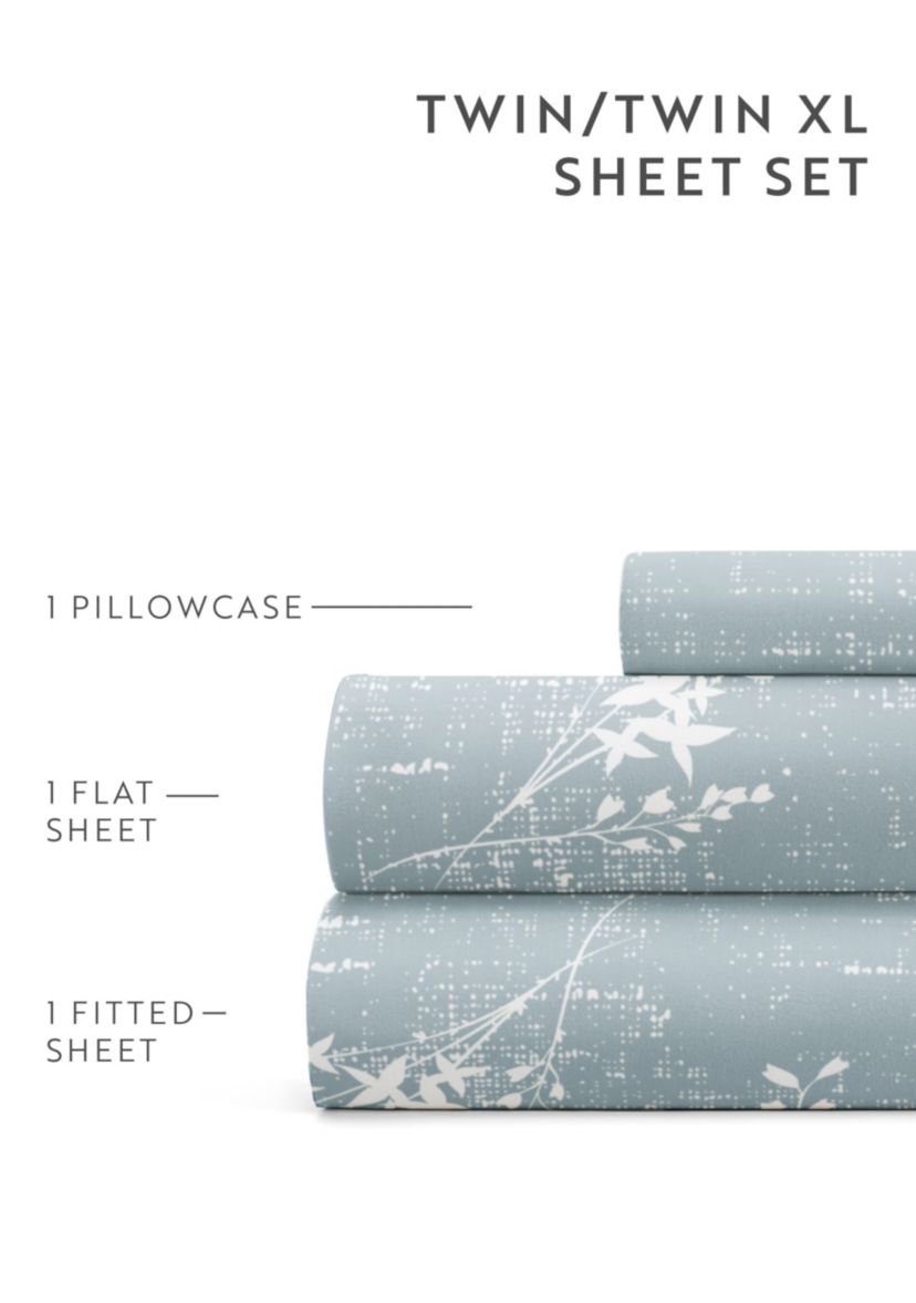 Sheet Set Patterned Microfiber Ultra Soft Bedding in Distressed Vine