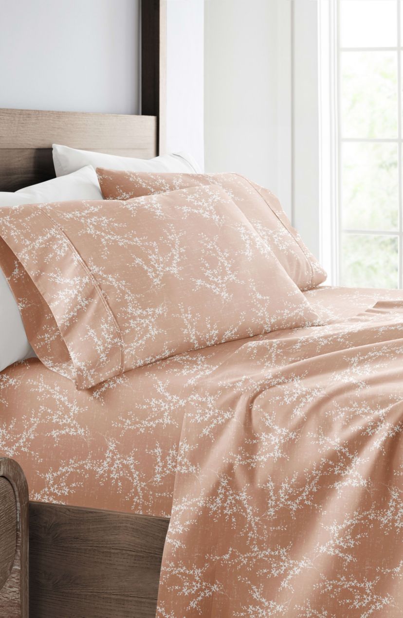 Sheet Set Patterned Microfiber Ultra Soft Bedding in Distressed Willow