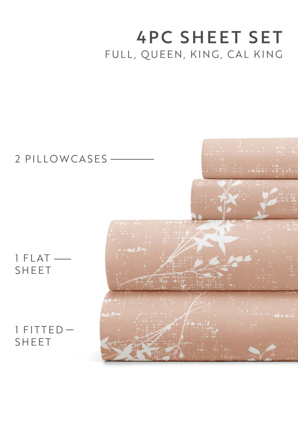 Sheet Set Patterned Microfiber Ultra Soft Bedding in Distressed Willow