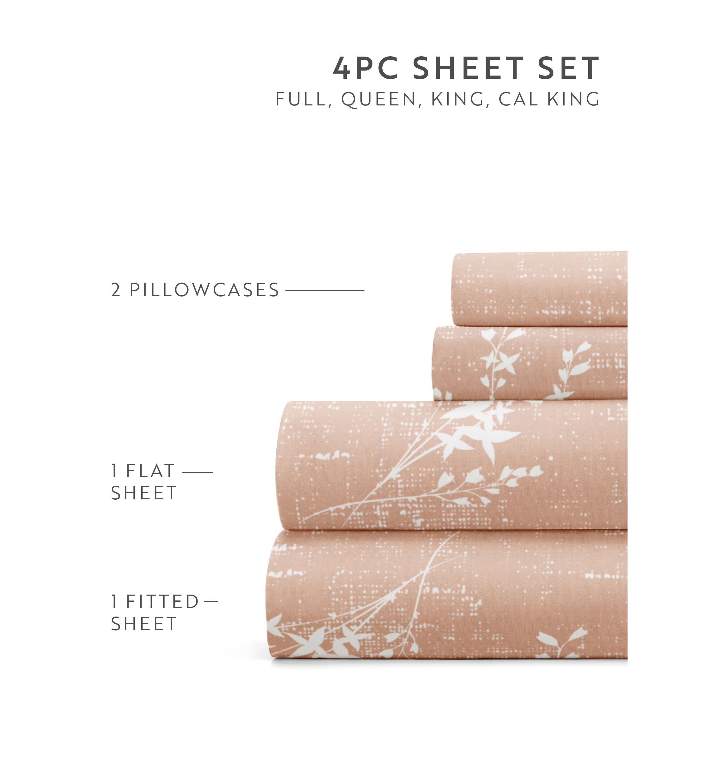 Sheet Set Patterned Microfiber Ultra Soft Bedding in Distressed Willow