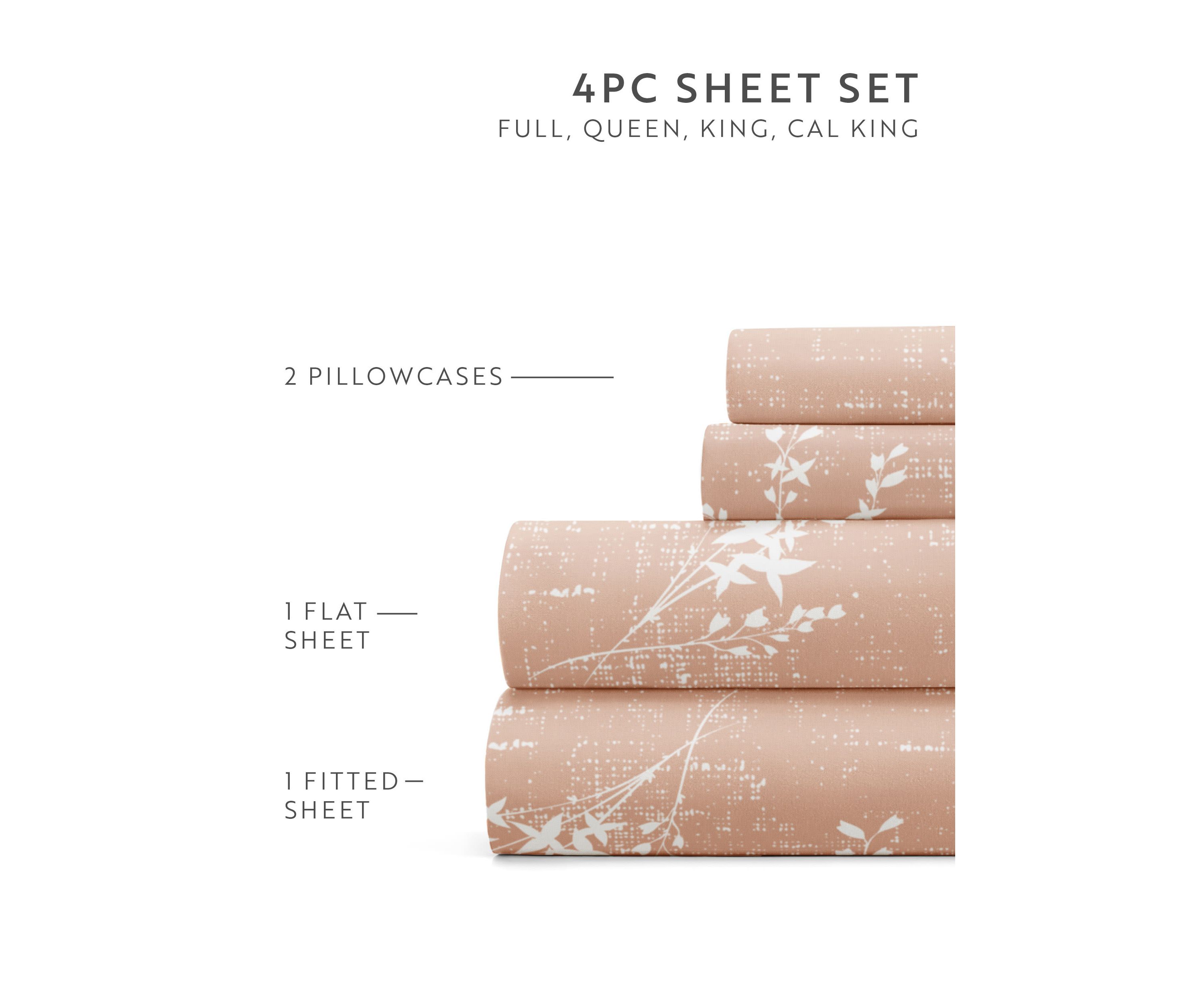 Sheet Set Patterned Microfiber Ultra Soft Bedding in Distressed Willow