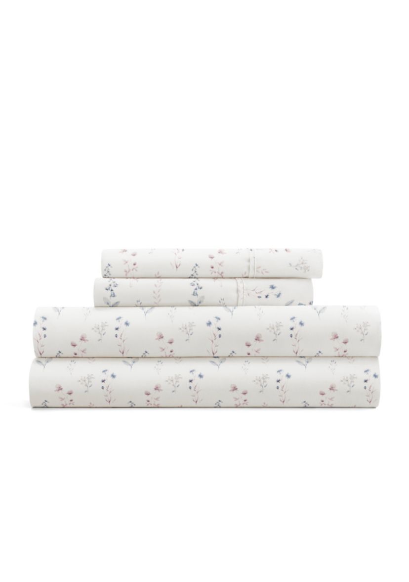 Sheet Set Patterned Microfiber Ultra Soft Bedding in Painted Meadow