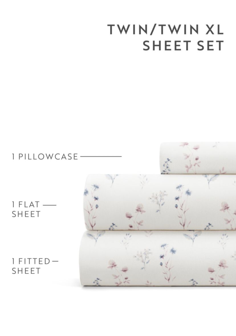 Sheet Set Patterned Microfiber Ultra Soft Bedding in Painted Meadow