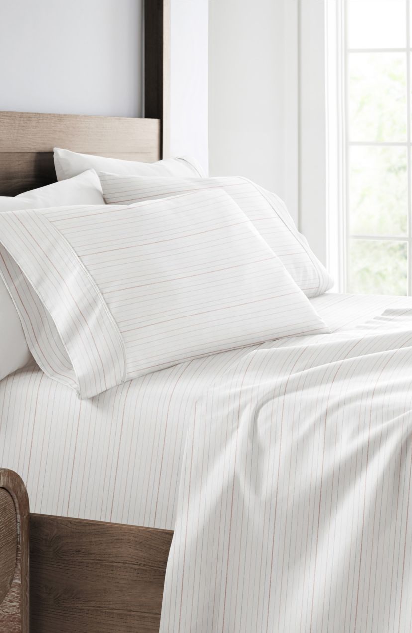 Sheet Set Patterned Microfiber Ultra Soft Bedding in Soft Stitch Stripe