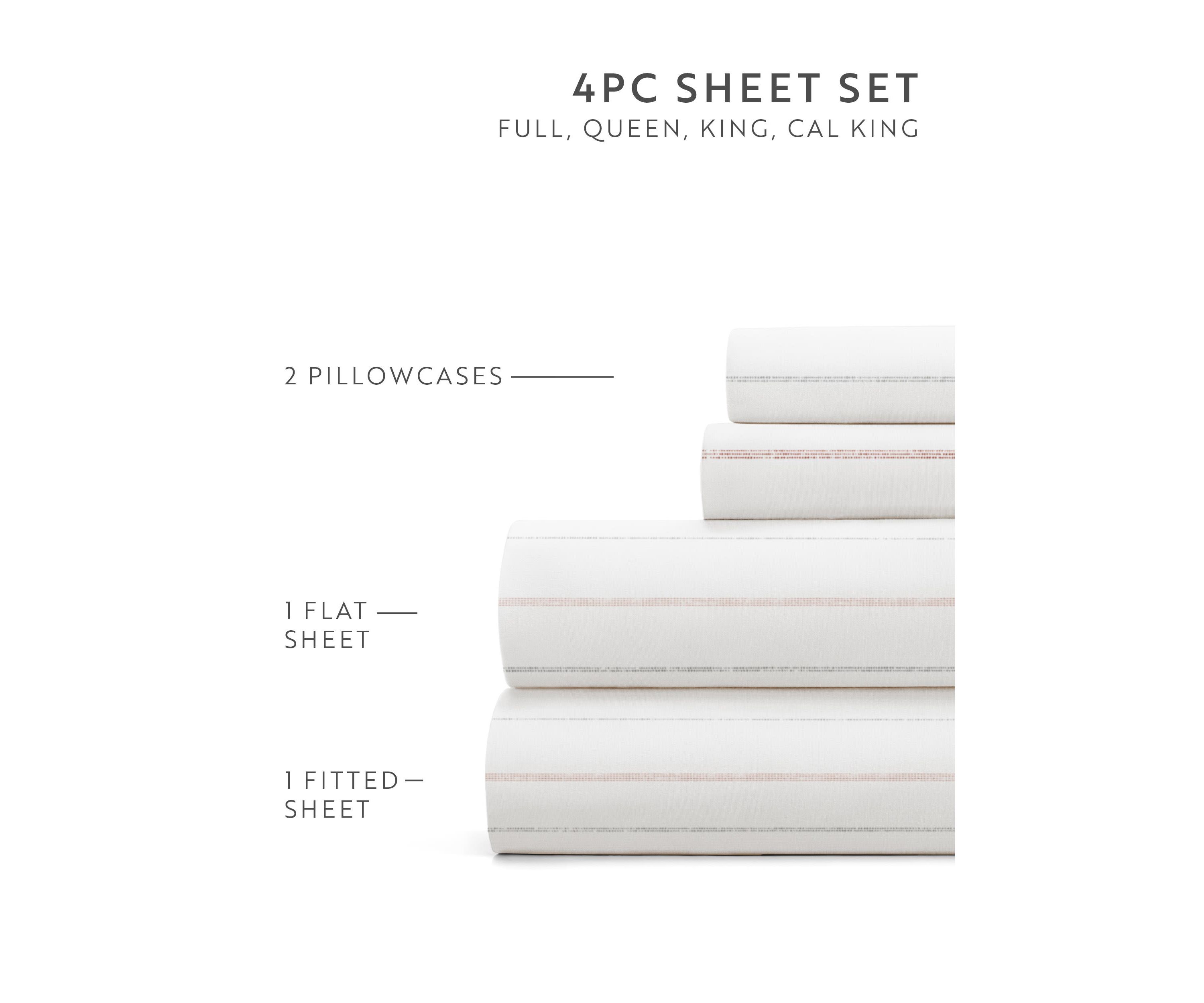 Sheet Set Patterned Microfiber Ultra Soft Bedding in Soft Stitch Stripe