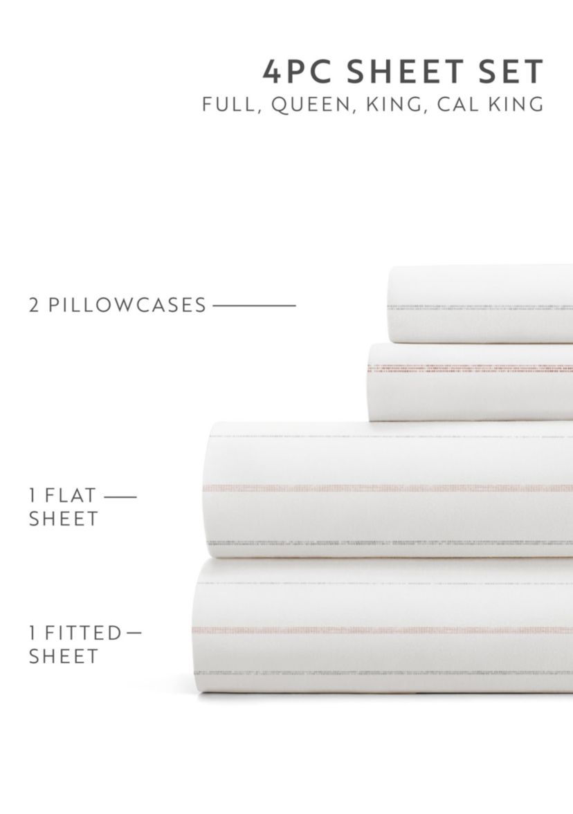 Sheet Set Patterned Microfiber Ultra Soft Bedding in Soft Stitch Stripe