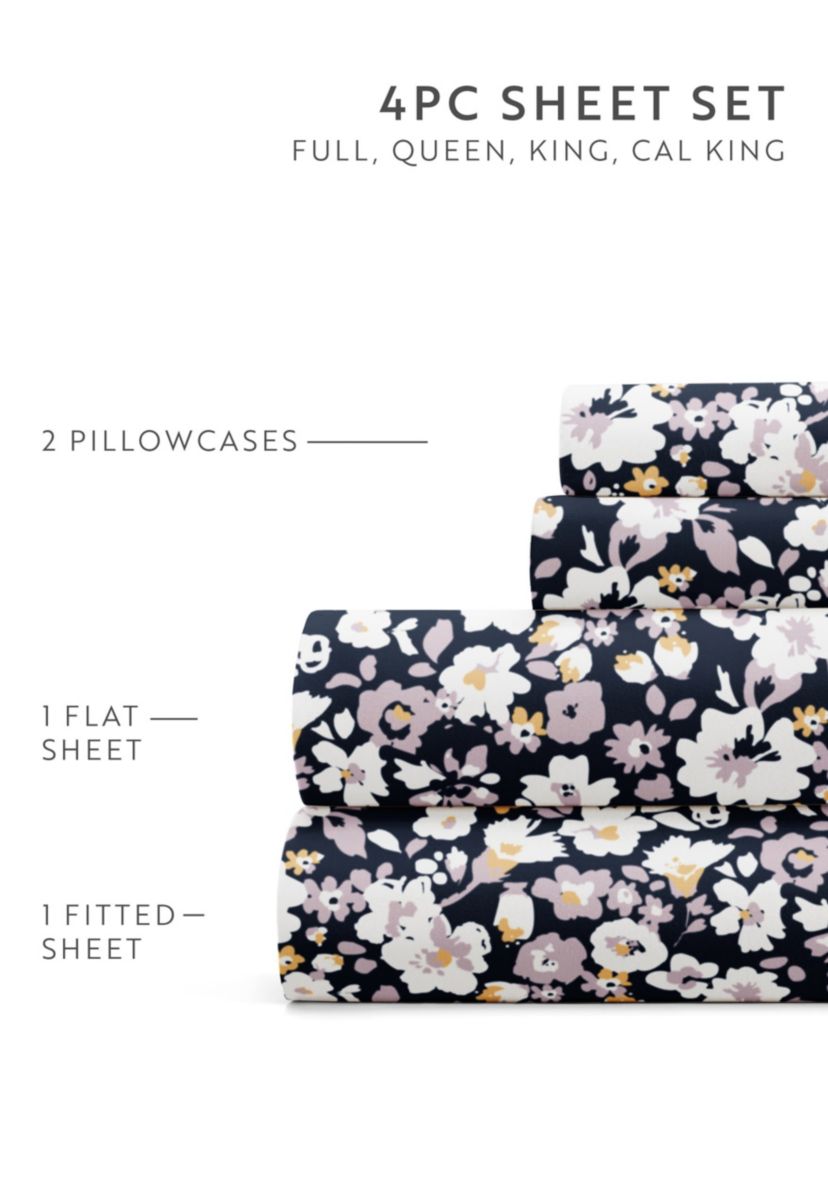 Sheet Set Patterned Microfiber Ultra Soft Bedding in Floral Dream