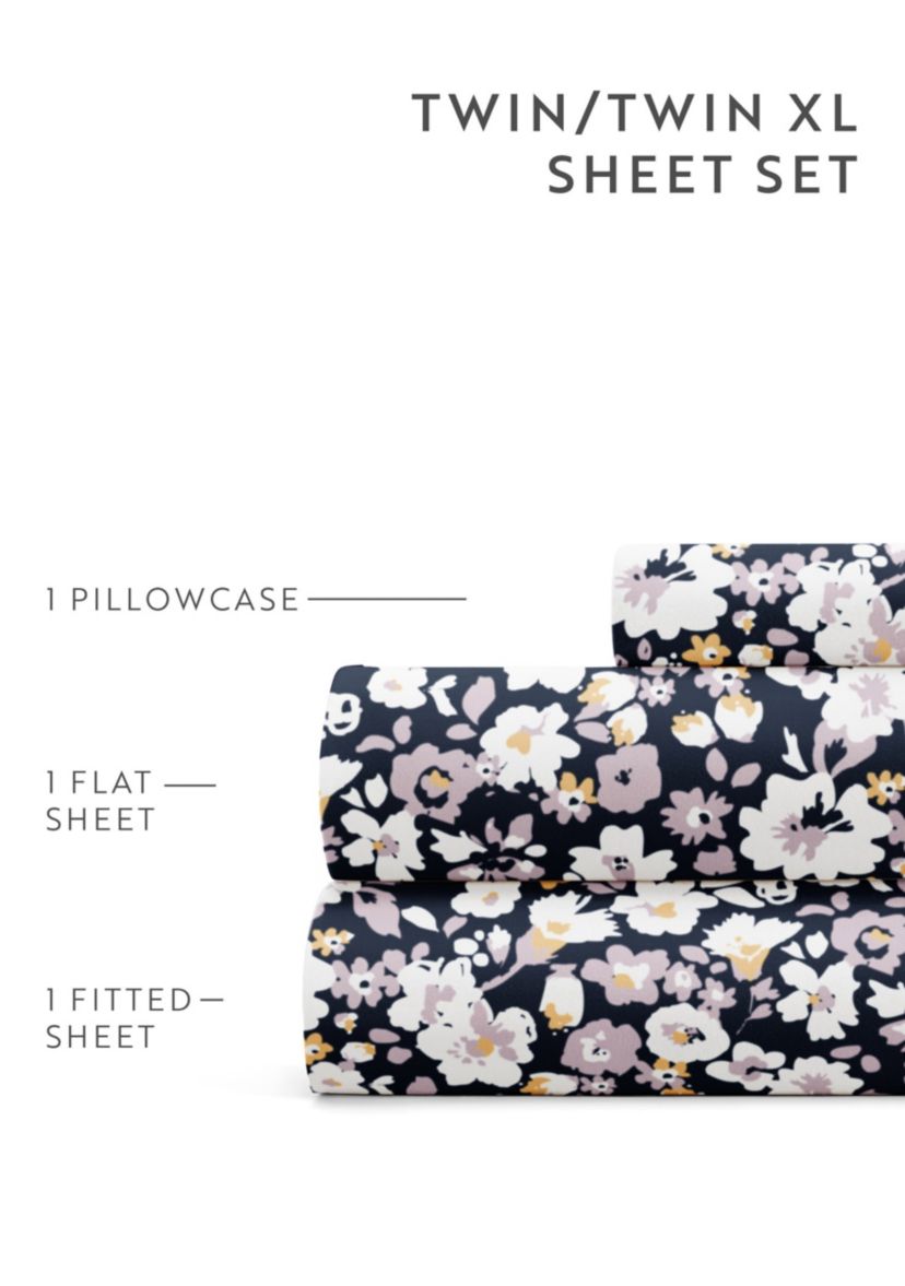 Sheet Set Patterned Microfiber Ultra Soft Bedding in Floral Dream