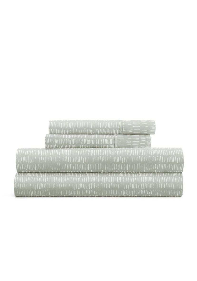 Sheet Set Patterned Microfiber Ultra Soft Bedding in Dashed Lines