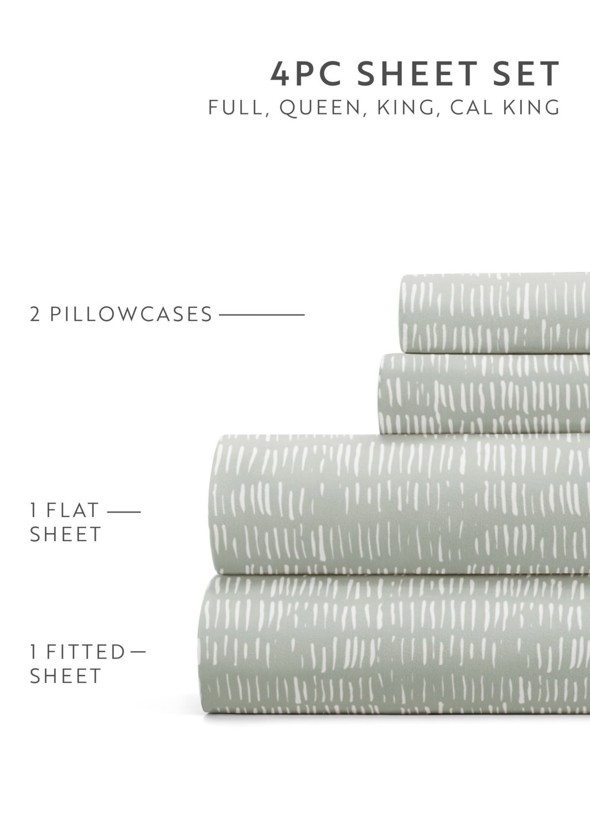 Sheet Set Patterned Microfiber Ultra Soft Bedding in Dashed Lines