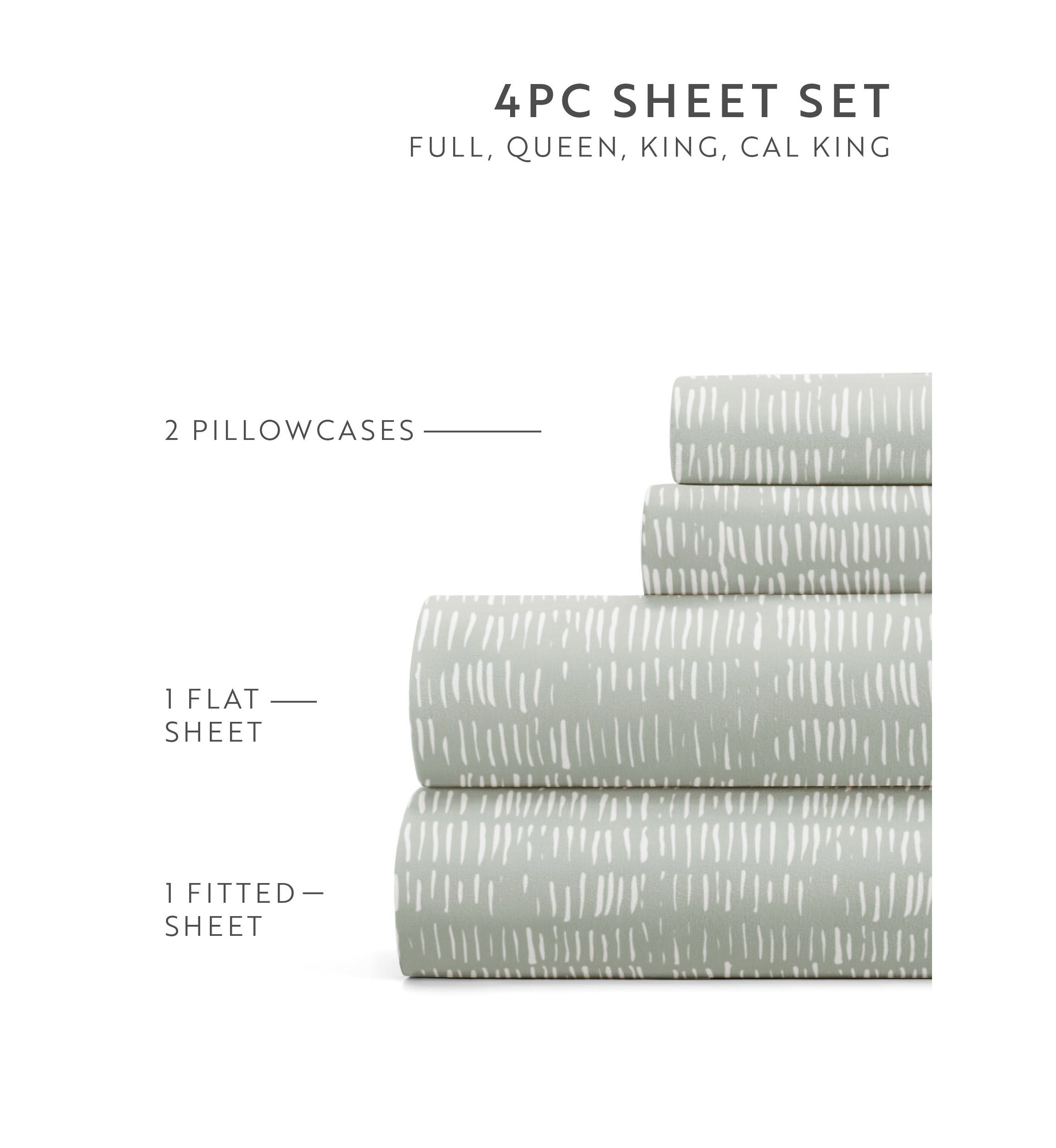 Sheet Set Patterned Microfiber Ultra Soft Bedding in Dashed Lines