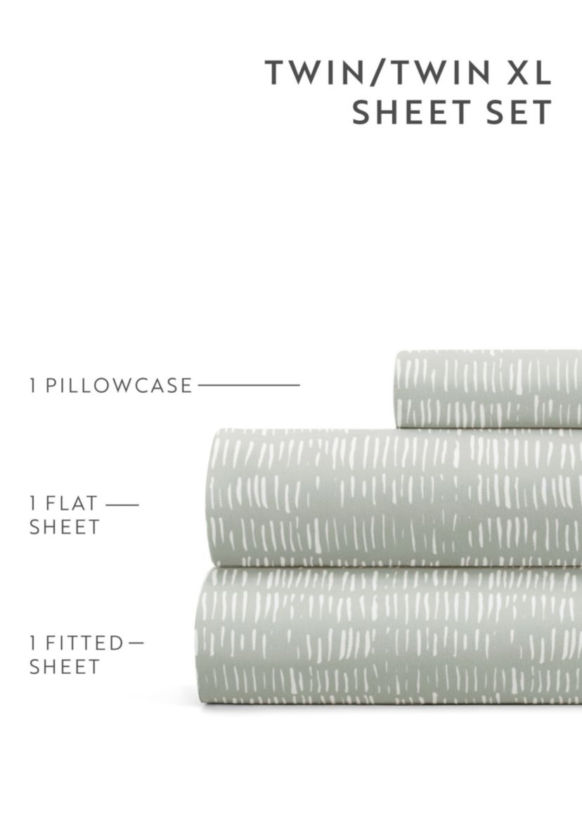 Sheet Set Patterned Microfiber Ultra Soft Bedding in Dashed Lines