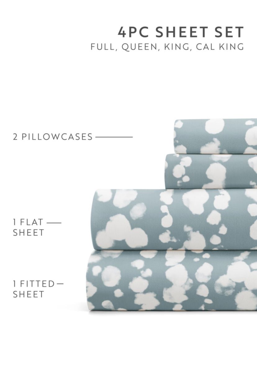 Sheet Set Patterned Microfiber Ultra Soft Bedding in Cloud Burst