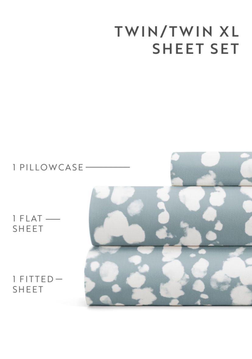 Sheet Set Patterned Microfiber Ultra Soft Bedding in Cloud Burst