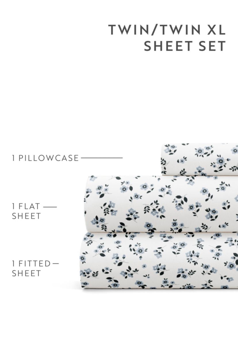 Sheet Set Patterned Microfiber Ultra Soft Bedding in Ditsy Floral