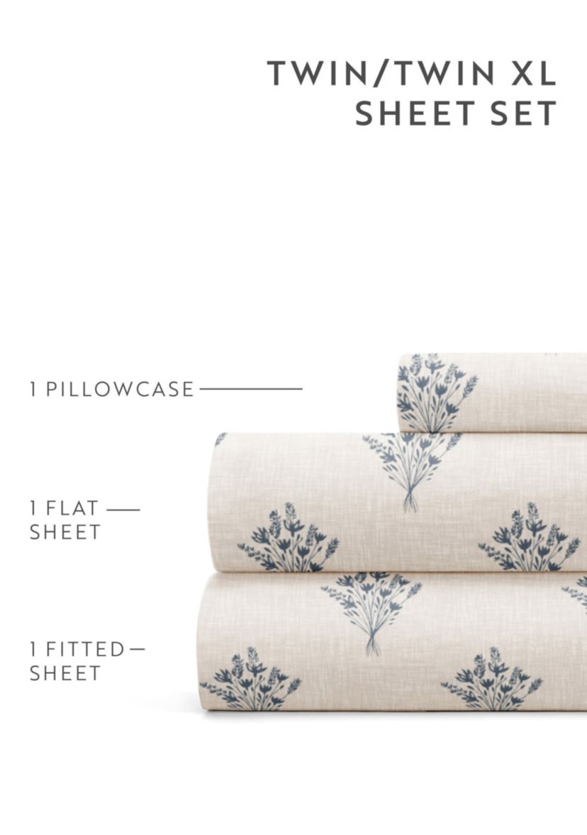 Sheet Set Patterned Microfiber Ultra Soft Bedding in Floral Bouquet