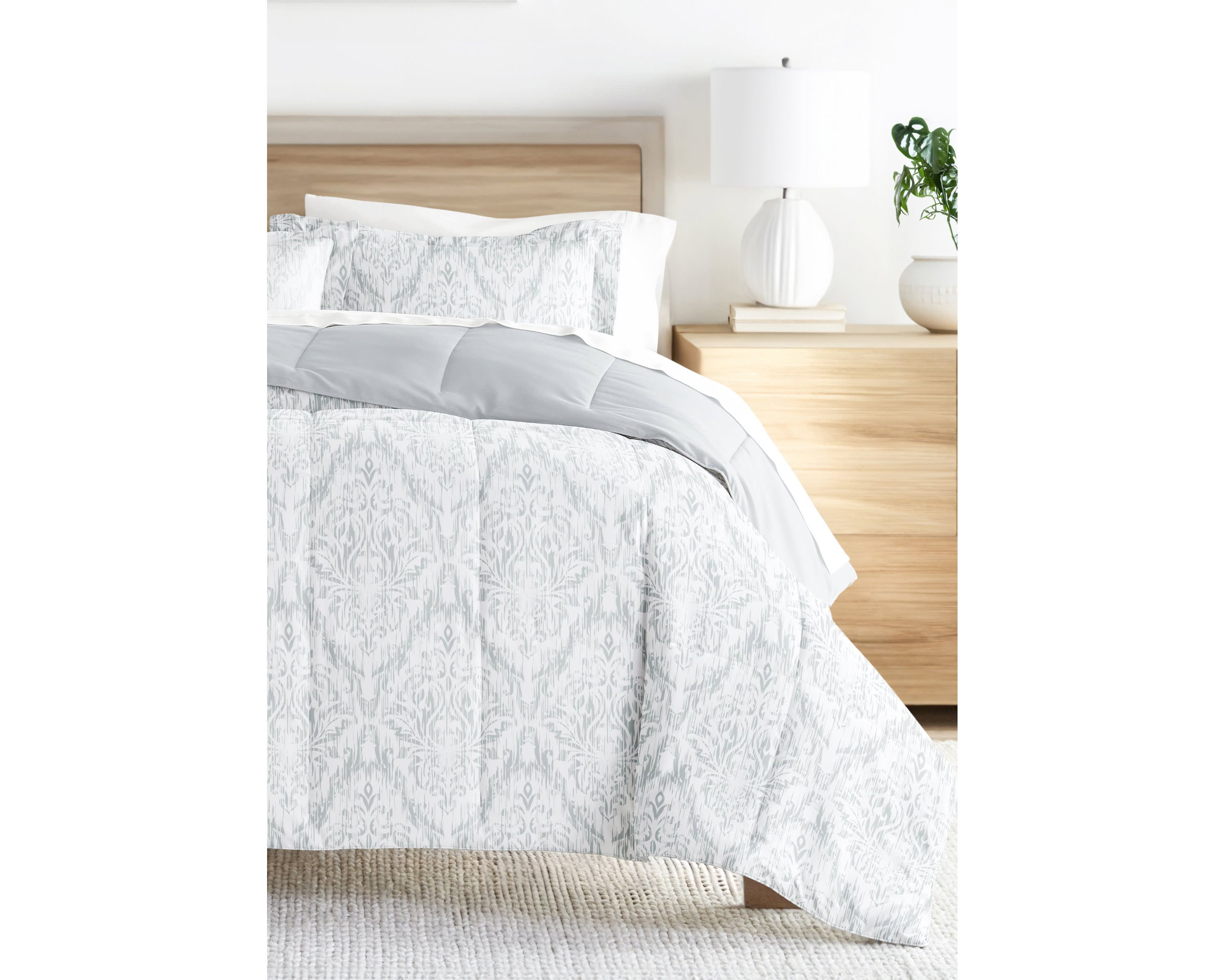 Bedding Bundle, Patterned Microfiber Comforter Set and Solid Sheet Set