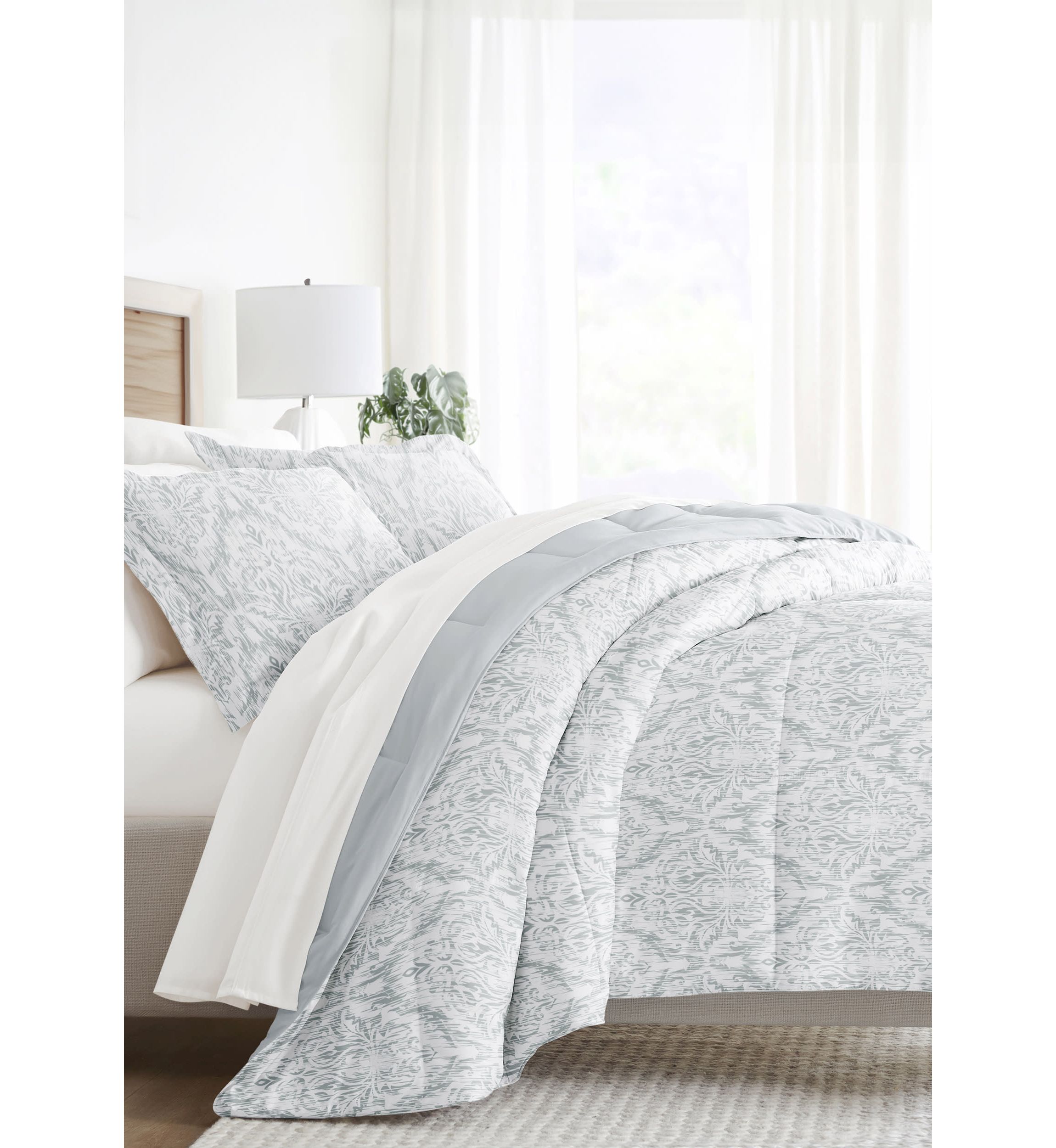 Bedding Bundle, Patterned Microfiber Comforter Set and Solid Sheet Set