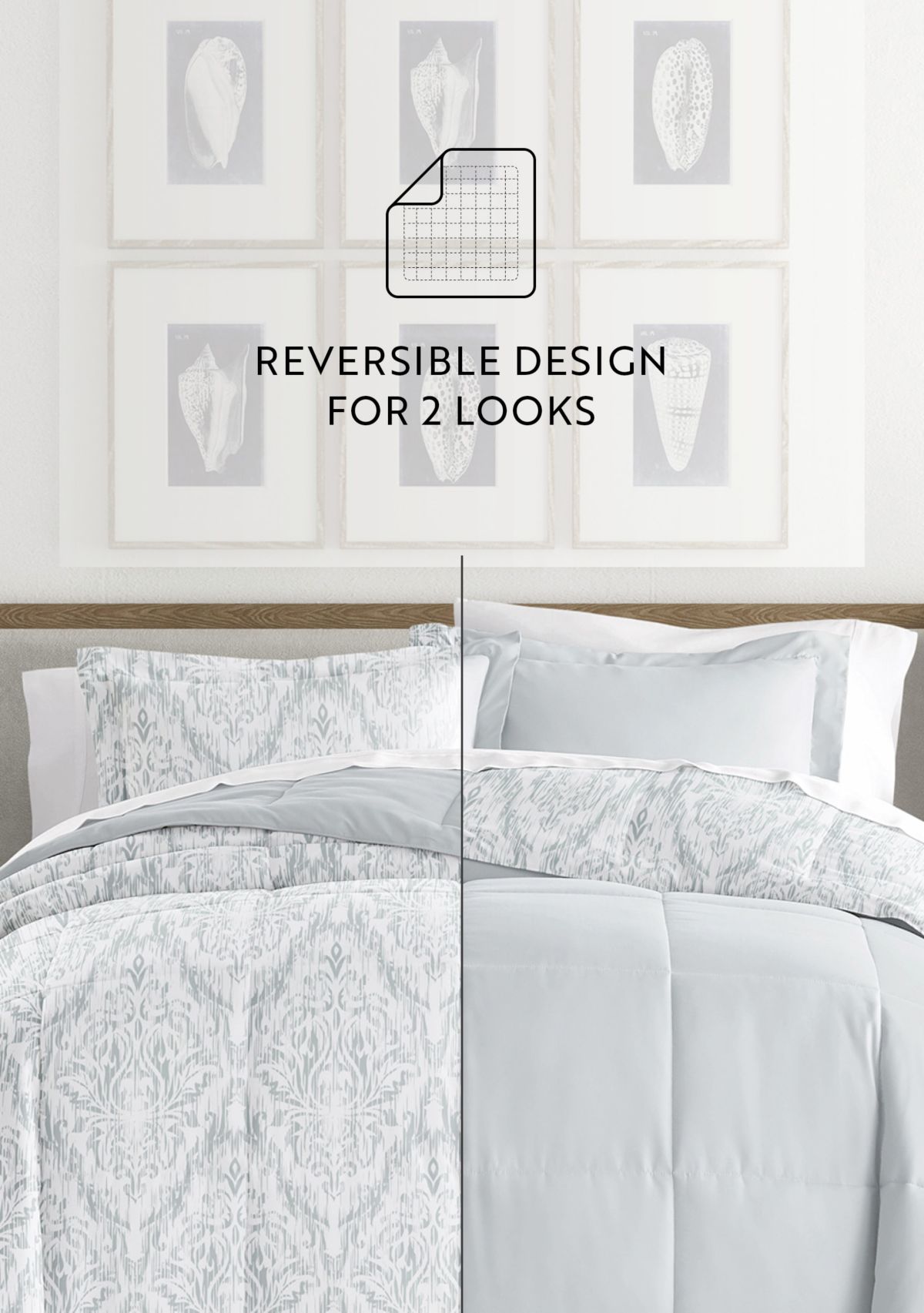 Bedding Bundle, Patterned Microfiber Comforter Set and Solid Sheet Set