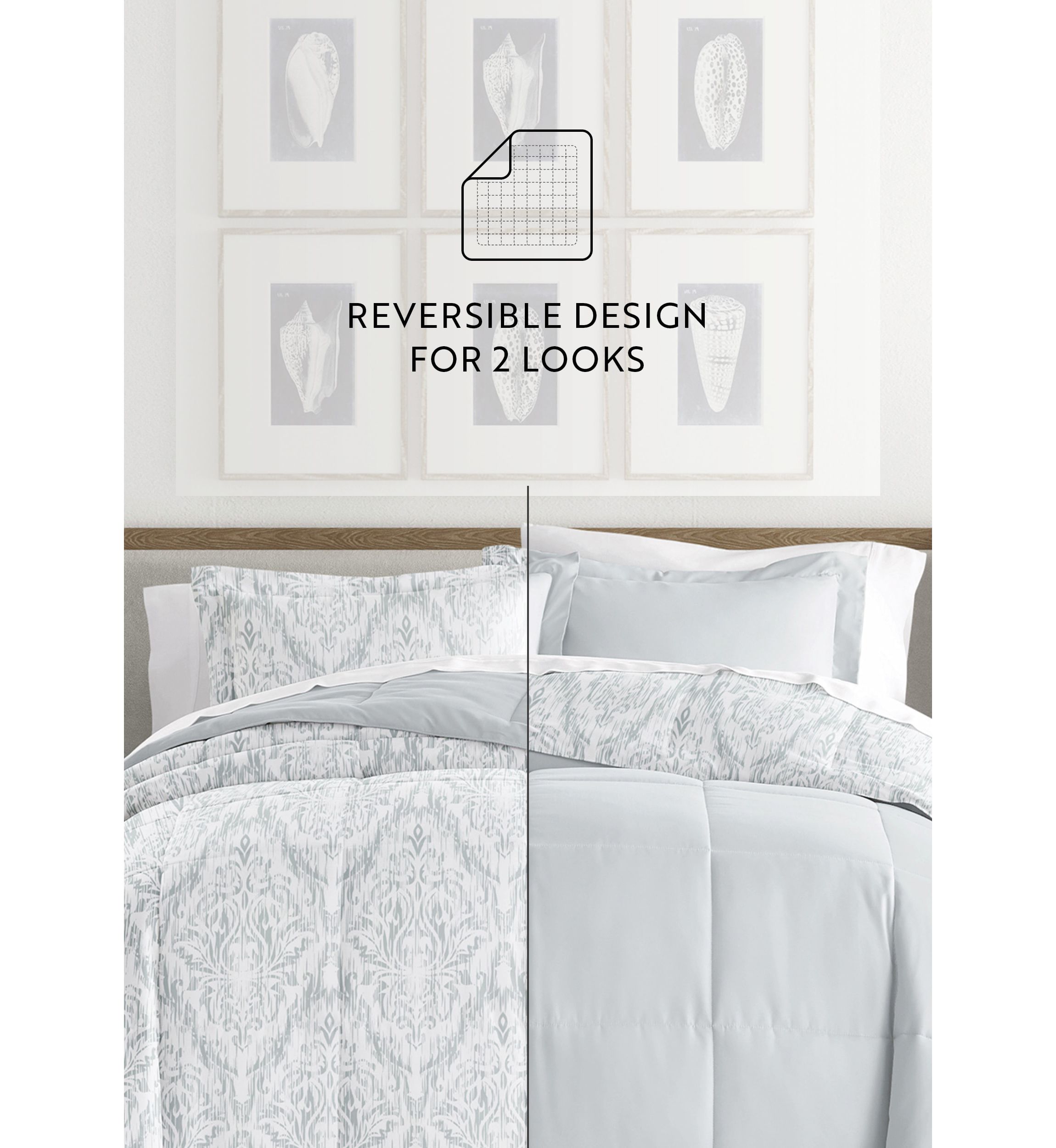 Bedding Bundle, Patterned Microfiber Comforter Set and Solid Sheet Set