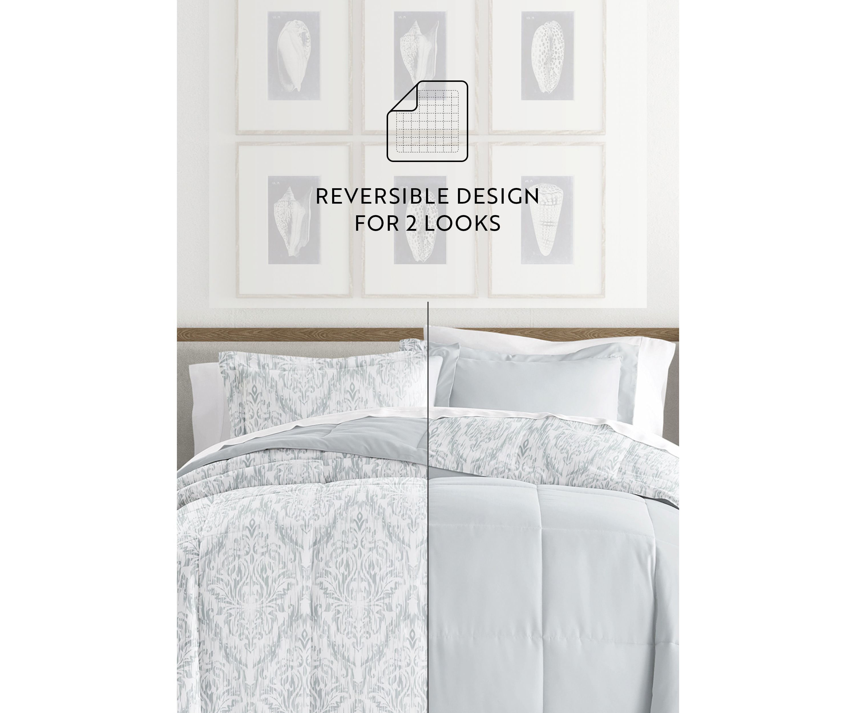 Bedding Bundle, Patterned Microfiber Comforter Set and Solid Sheet Set
