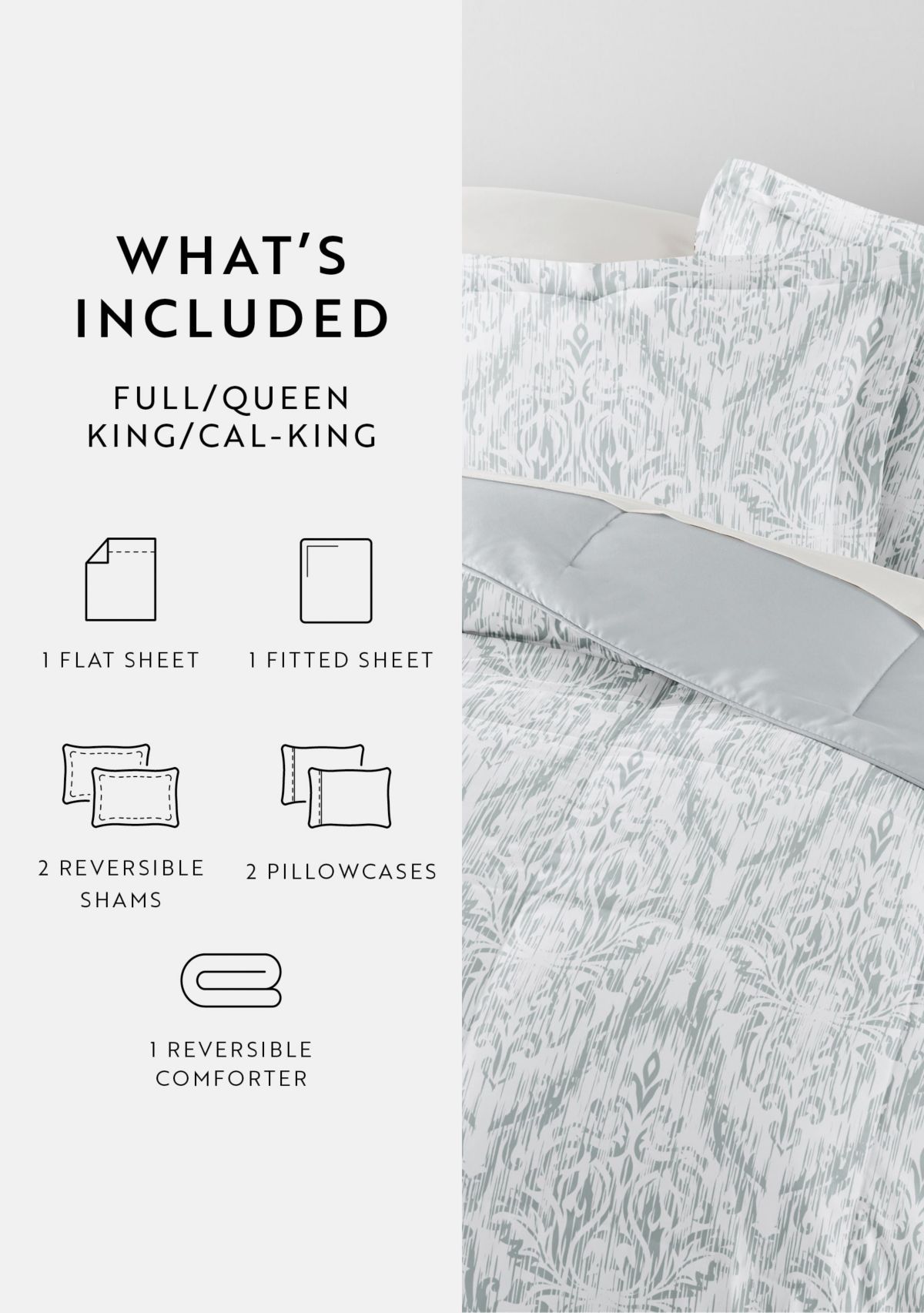 Bedding Bundle, Patterned Microfiber Comforter Set and Solid Sheet Set