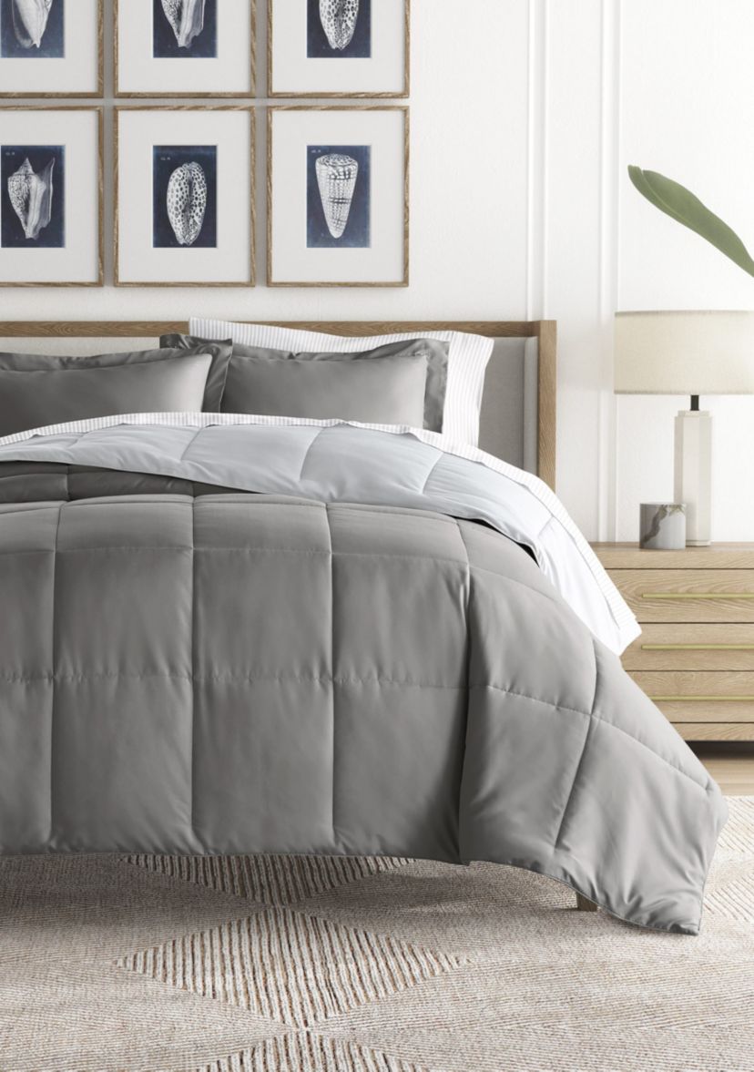 Bedding Bundle, Reversible Microfiber Comforter Set and Patterned Sheet Set