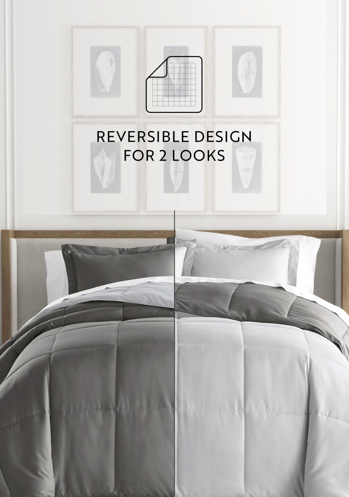 Bedding Bundle, Reversible Microfiber Comforter Set and Patterned Sheet Set
