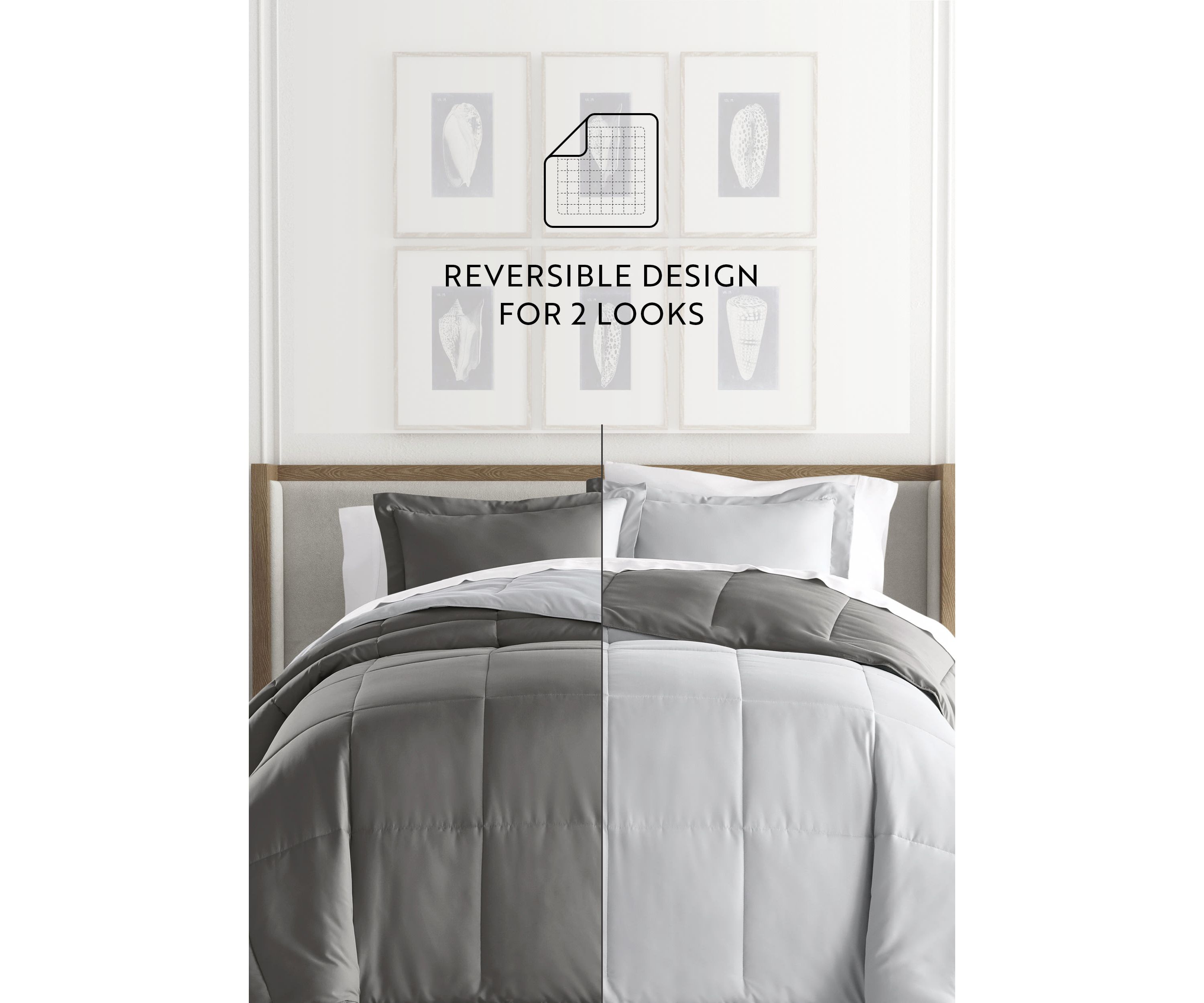Bedding Bundle, Reversible Microfiber Comforter Set and Patterned Sheet Set